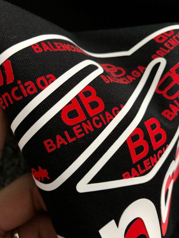 頂級黑色頂級膠印字母重磅短袖 