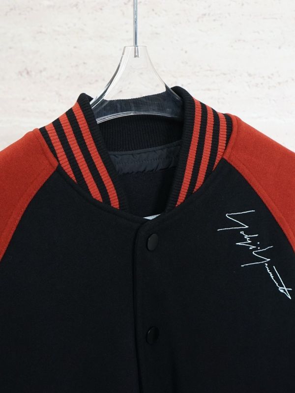 Y3簽名撞色拼接剪裁夾棉棒球服 