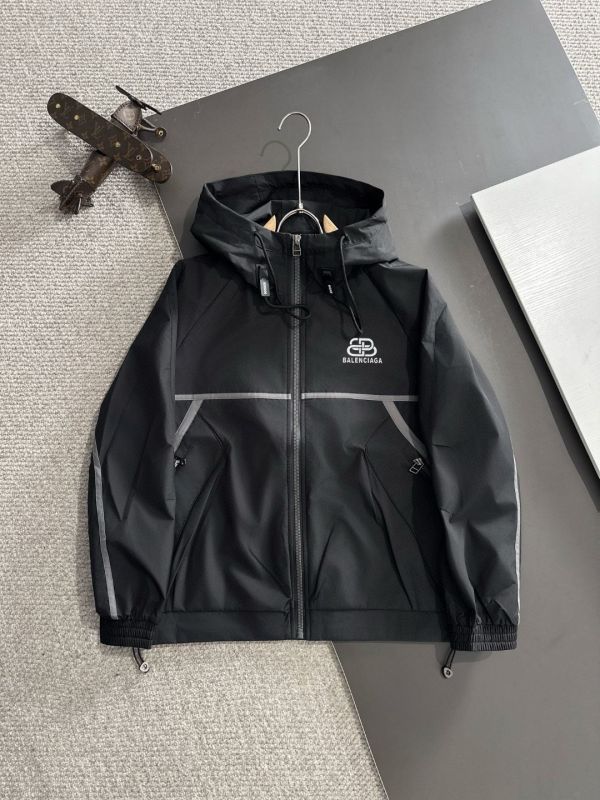 巴黎世家 早春2025最新款拉鍊連帽風衣夾克外套 