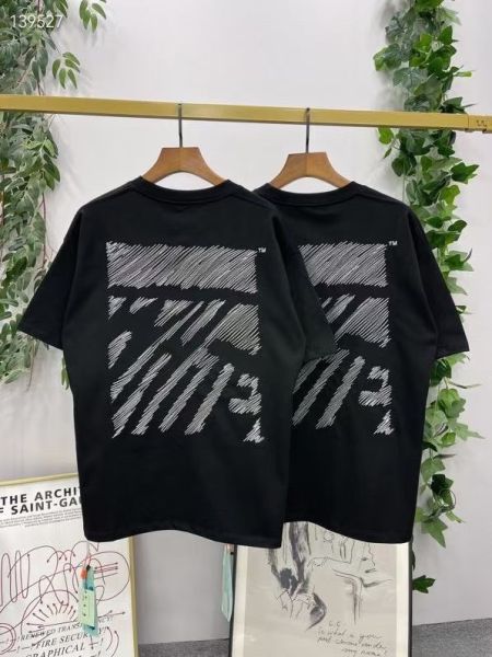 off-white  刺繡不規則班馬線款短袖T恤 