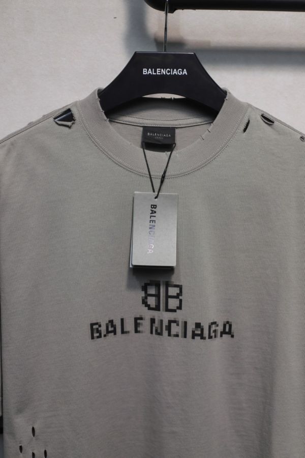 𝐁A𝐋EN𝐂IA𝐆A 馬賽克雙B印花短袖T恤 