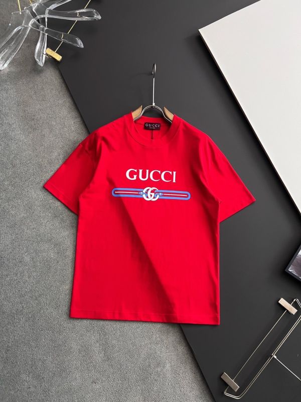 Gucc*春夏新款男女同款短袖T恤 