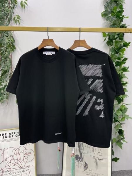 off-white  刺繡不規則班馬線款短袖T恤 