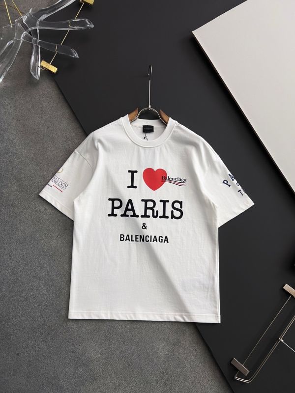 Bal*、 2025春夏新款男女同款短袖T恤 