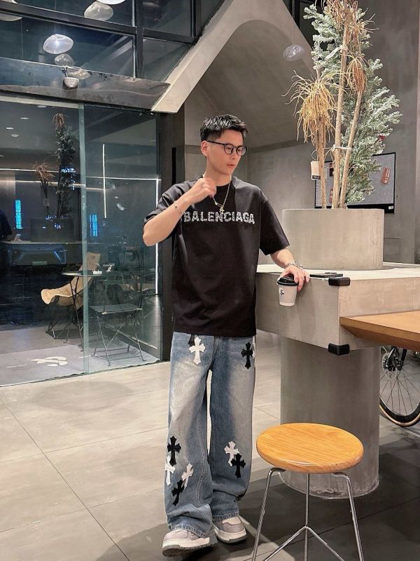 巴黎世家夏新款首發專櫃最新款短袖圓領T恤 