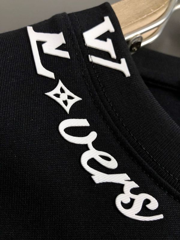 春夏頂級白色領口字母分割膠印經典百搭短袖 