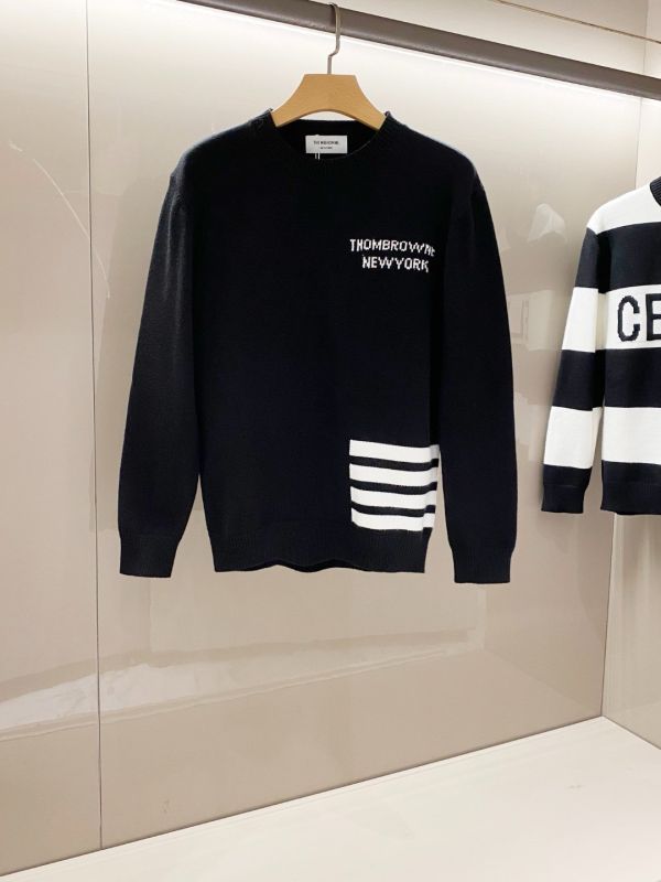 Thm browe 四槓經典男士圓領羊毛衫 