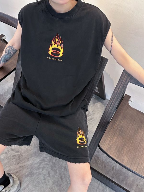 BLCG 巴黎世家火焰雙環新款坎袖背心 