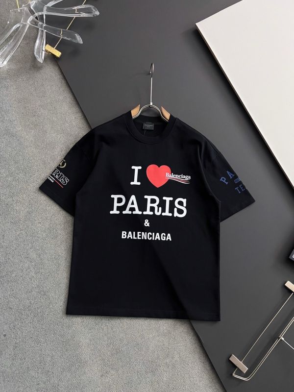 Bal*、 2025春夏新款男女同款短袖T恤 