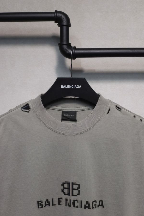 𝐁A𝐋EN𝐂IA𝐆A 馬賽克雙B印花短袖T恤 