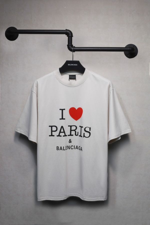 𝐁A𝐋EN𝐂IA𝐆A字母愛心圖案印花短袖T恤 