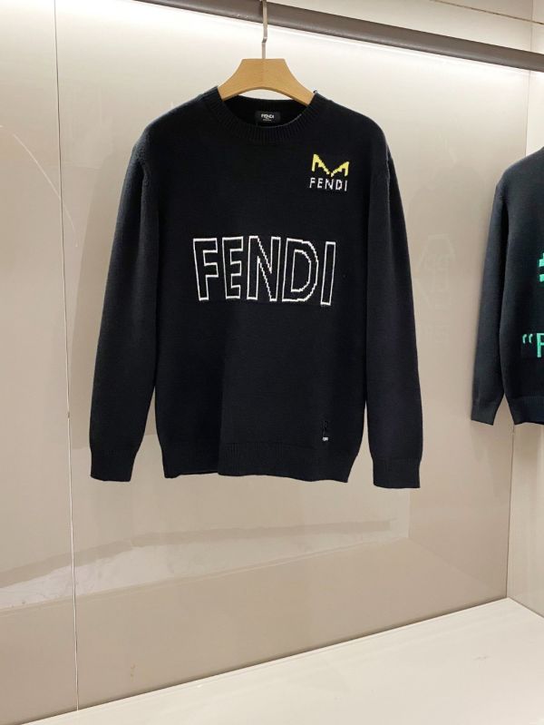 Fedi ROMA嵌花男士圓領羊毛衫 