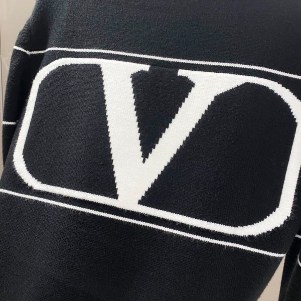 Val*nti*o/華倫 提花標識男士圓領純羊毛毛衣 