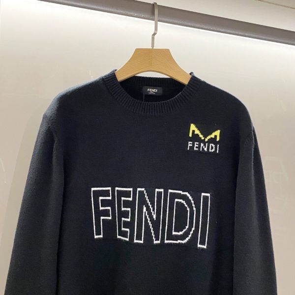 Fedi ROMA嵌花男士圓領羊毛衫 