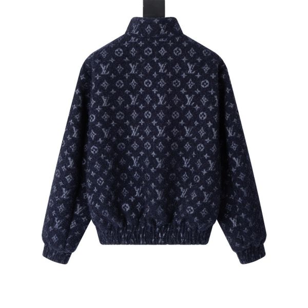 1v MONOGRAM 綿羊毛珠皮呢拉鍊束腰夾克 