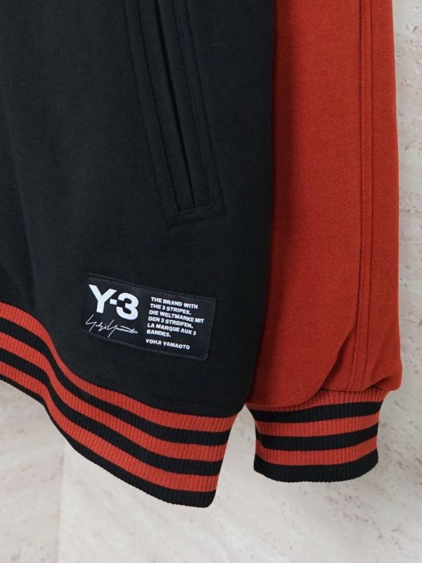 Y3簽名撞色拼接剪裁夾棉棒球服 