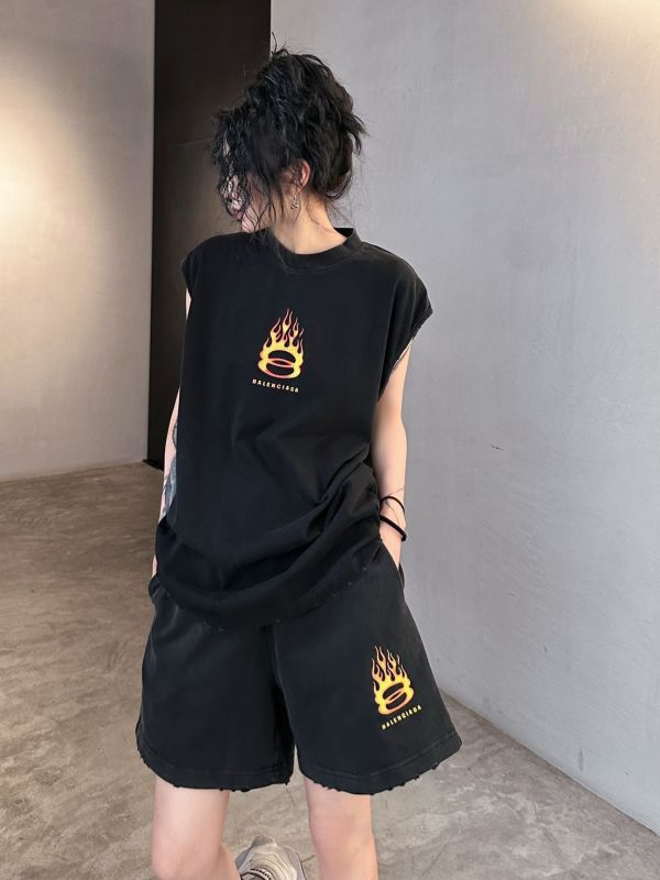 BLCG 巴黎世家火焰雙環新款坎袖背心 