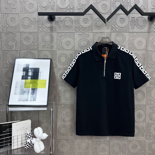 紀梵希拉鍊刺繡字母LOGO印花 Polo衫 