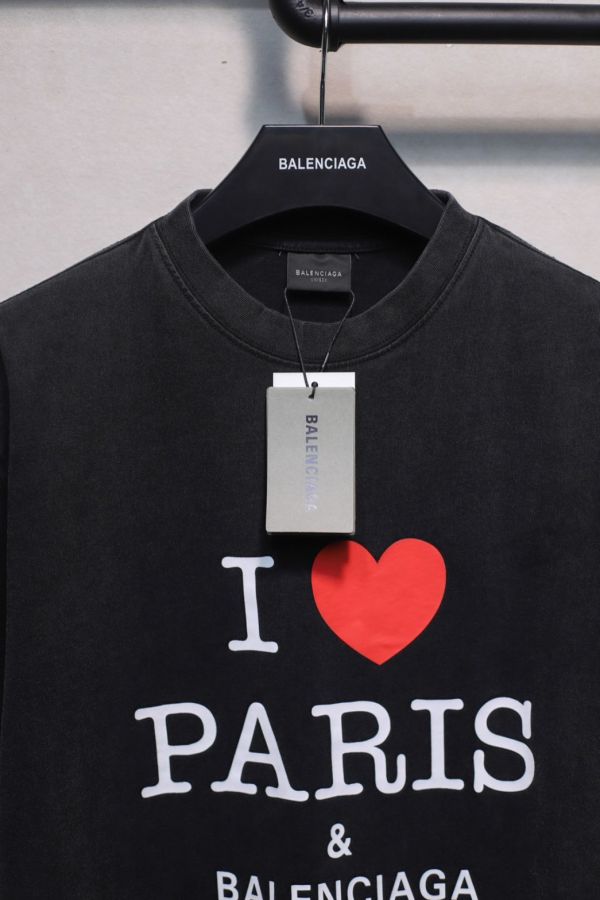 𝐁A𝐋EN𝐂IA𝐆A字母愛心圖案印花短袖T恤 