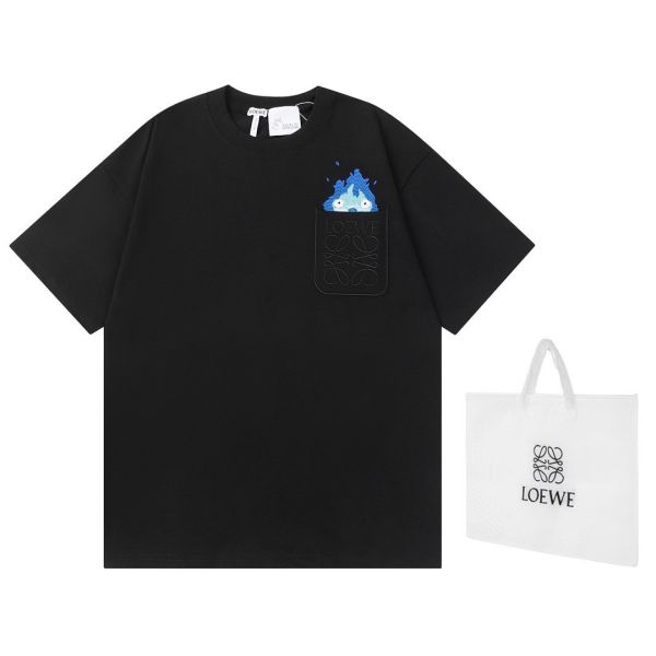 loewe 火焰刺繡純棉情侶短袖t恤 