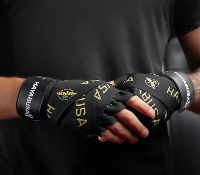 HAYABUSA LOGO手綁帶4.5M-黑金 手綁帶,拳擊手綁帶,手綁帶推薦,立技運動,立技運動手綁帶