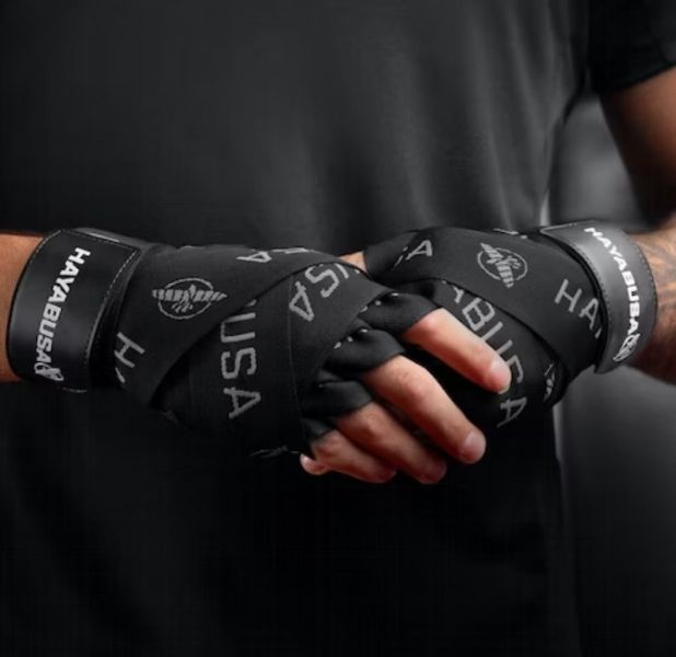 HAYABUSA LOGO手綁帶4.5M-黑白 手綁帶,拳擊手綁帶,手綁帶推薦,立技運動,立技運動手綁帶