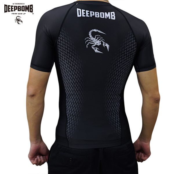 DEEPBOMB Short Sleeve Rush Guard-Black rush guard, BJJ, sport equipment, long sleeve rush guard, short sleeve rush guard