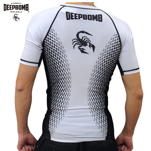 DEEPBOMB Short Sleeve Rush Guard-White rush guard, BJJ, sport equipment, long sleeve rush guard, short sleeve rush guard