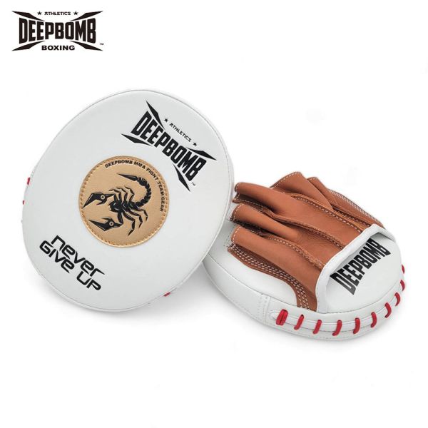 DEEPBOMB Top-Grain Leather Micro Focus Mitt-white/gold 