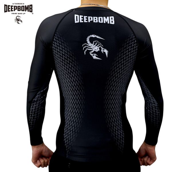 DEEPBOMB Long Sleeve Rush Guard-Black rush guard, BJJ, sport equipment, long sleeve rush guard, short sleeve rush guard