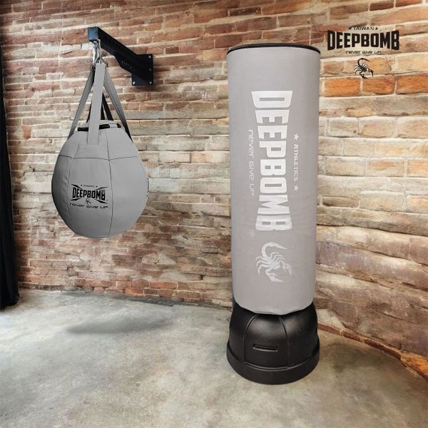 DEEPBOMB ROUND PUNCHING BAG-gray/black DEEPBOMB round punching bag, uppercut training, boxing training tools, professional punching bag, boxing training equipment, durable punching bag, buy punching bag, recommended punching bag, punching