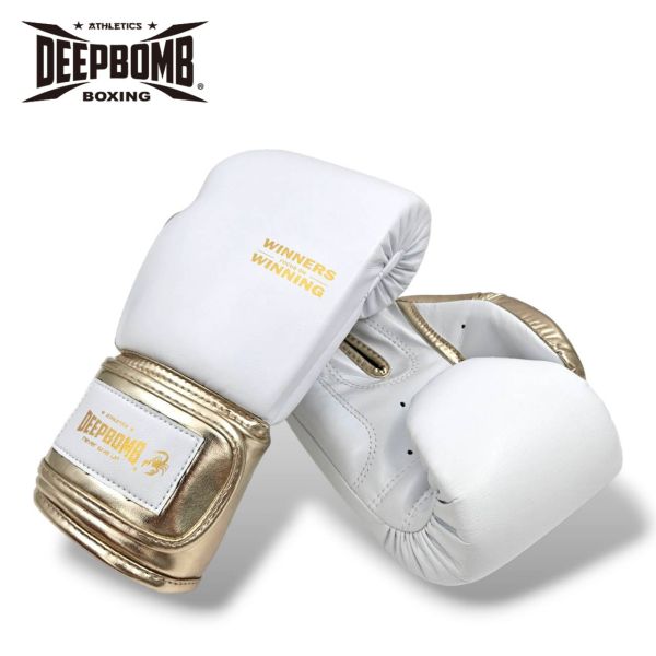 DEEPBOMB Hipster boxing gloves-white/gold DEEPBOMB Hipster Boxing Gloves, high-value boxing gloves, Muay Thai inspired gloves, handcrafted boxing gloves, odor-resistant boxing gloves, women’s boxing gloves, synthetic leather gloves, stylish b