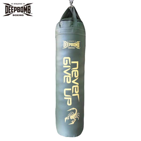 DEEPBOMB Punching Bag-army green/gold DEEPBOMB punching bag, premium punching bag, microfiber leather punching bag, realistic punching experience, high-density cotton filling, even weight distribution, durable punching bag, antibacterial 