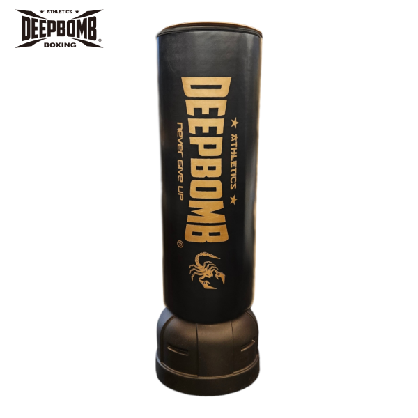 DEEPBOMB Standing Punching Bag-black/gold DEEPBOMB standing punching bag, no drilling punching bag, home punching bag, gym punching bag, hotel gym equipment, luxury home gym, office fitness equipment, durable punching bag, standing punching b