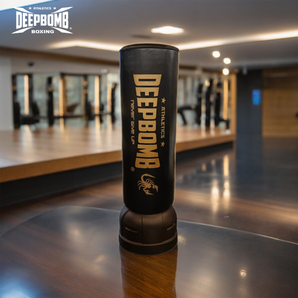 DEEPBOMB Standing Punching Bag-black/gold DEEPBOMB standing punching bag, no drilling punching bag, home punching bag, gym punching bag, hotel gym equipment, luxury home gym, office fitness equipment, durable punching bag, standing punching b