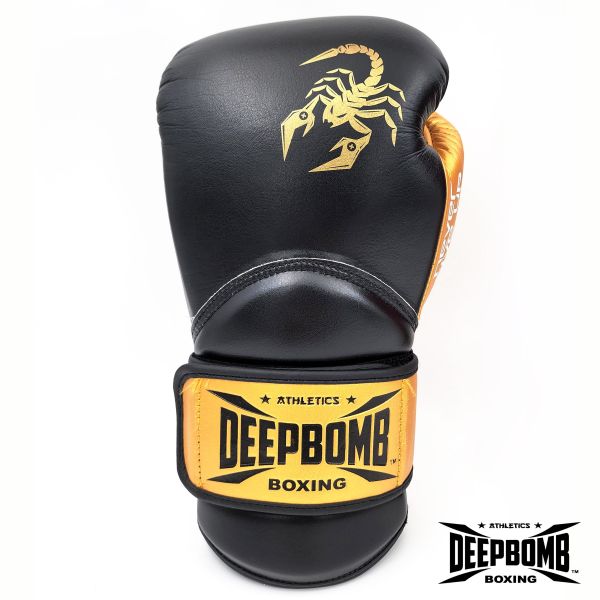 DEEPBOMB Master Boxing Gloves-black/gold/red DEEPBOMB Master, boxing gloves, professional athletes, training, competition, wrist reinforcement, shock-absorbing padding, synthetic leather, safety protection, durability