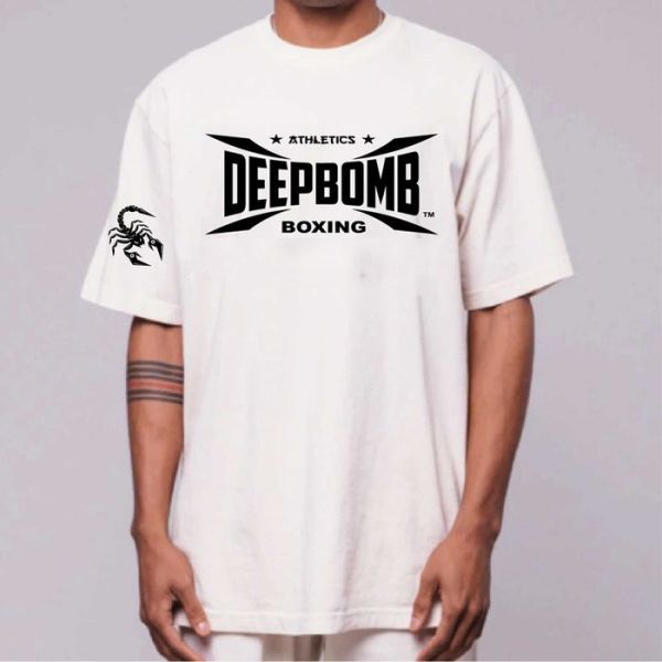 DEEPBOMB Classic Logo T-Shirt-white DEEPBOMB, Scorpion T-Shirt, MMA T-Shirt, athlete T-Shirt, training T-Shirt, comfortable T-Shirt, durable T-Shirt, perseverance, never give up, sports apparel
