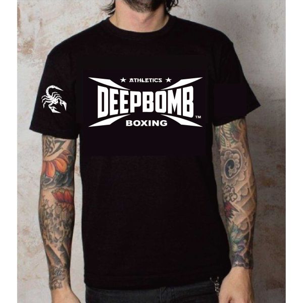 DEEPBOMB Classic Logo T-Shirt-black DEEPBOMB, Scorpion T-Shirt, MMA T-Shirt, athlete T-Shirt, training T-Shirt, comfortable T-Shirt, durable T-Shirt, perseverance, never give up, sports apparel