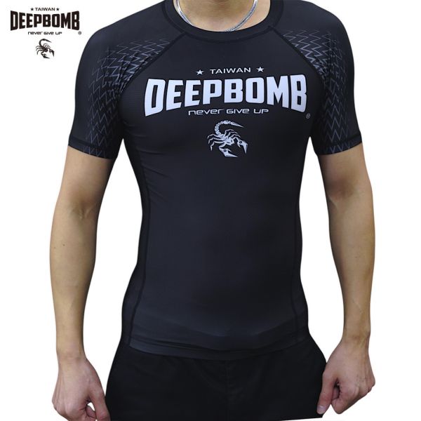 DEEPBOMB Short Sleeve Rush Guard-Black rush guard, BJJ, sport equipment, long sleeve rush guard, short sleeve rush guard