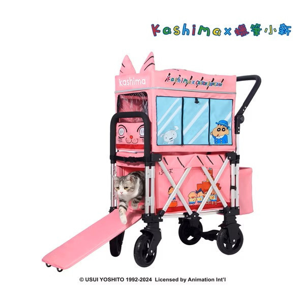 【Jolly Pet 】Kashima 雙葉幼稚園校車造型推車(預購) 寵物推車,狗推車,貓推車,可拆,大推車,Jolly Pet,兩用,提籃,狗外出,貓外出寵物籃,高齡犬,大型犬,寵物大推車,狗大推車,自動,三鐵,捷運,輕巧,便利,蠟筆小新,雙葉幼稚園,造型推車