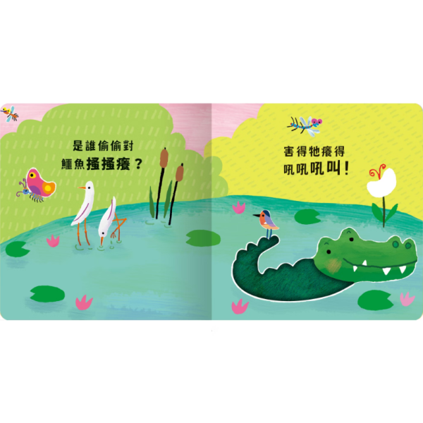 【Never guji —鱷魚搔搔癢！】 Never guji,搔搔癢,小豬,小熊,鯊魚,馴鹿,大象,猴子,老虎,乳牛,幽靈,犀牛,北極熊,企鵝,大猩猩,鱷魚,骷髏,觸摸書,玩具書,有聲書,禾流文創,Usborne出版社,Usborne Touch-Feely Sound books,操作書,0~6歲,學齡前,幼稚園,新生兒禮物,