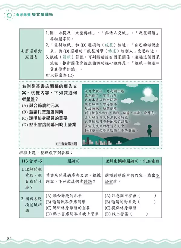 【會考素養雙文讀圖術】 會考素養雙文讀圖術,螢火蟲出版社,國中會考,圖表,考題,素養閱讀,文言文,白話文,