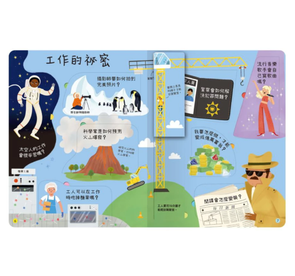 【關於工作你想知道什麼？】翻翻書 【想問什麼翻翻書】,回收,藝術,長大,音樂,天氣,感覺,病菌,難民,今天,工作,翻翻書,英國Usborne出版社,進口書,繁體中文版,禾流文創,幼稚園,幼教老師,幼兒園,教材,教具,硬頁書,精裝書,繪本,自然科學,素養,多元教育,兒童發展,親子共讀,