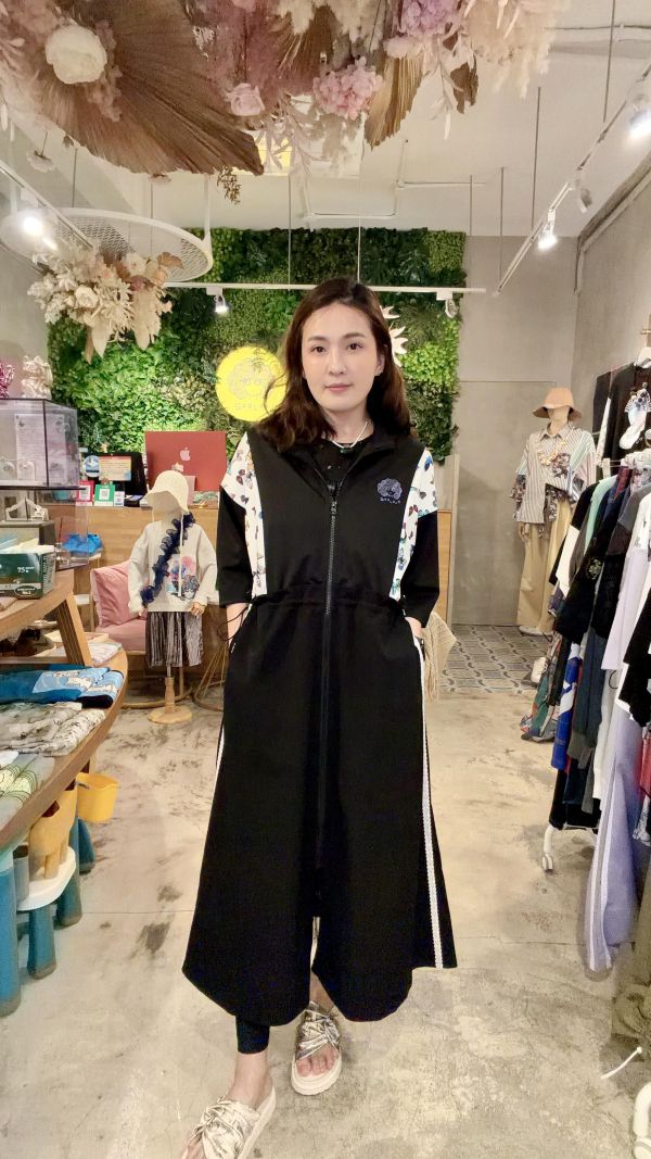 蝴蝶蕾絲抽繩長洋裝 