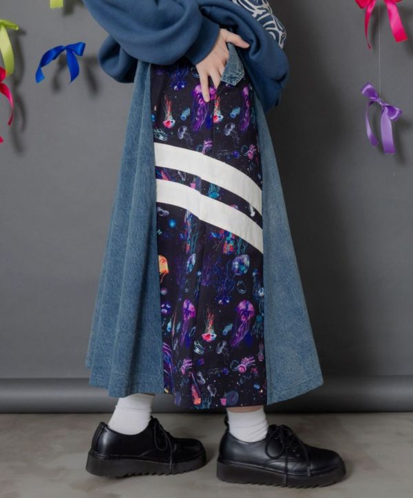 運動風星空牛仔A字裙 