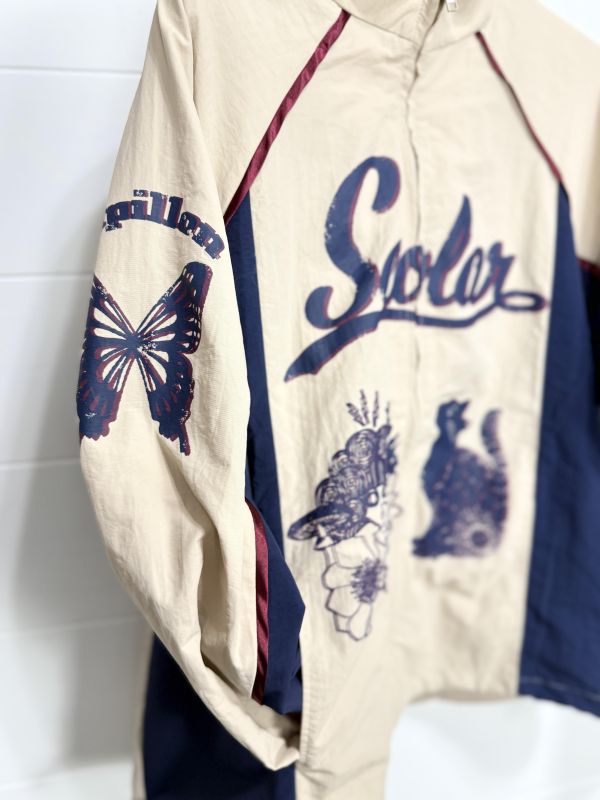 美式塗鴉貓咪立領風衣 