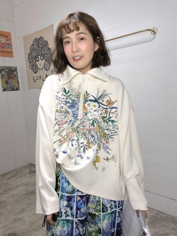 夢幻煙花翻領拉鏈造型上衣 