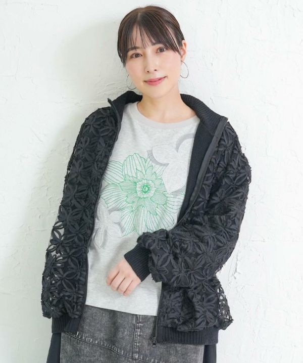 鏤空網織拼紗外套 