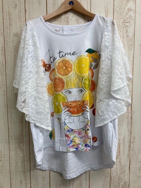 夏日果實娃娃頭蕾絲上衣 