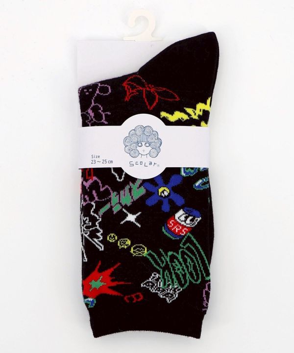 秋冬9月-塗鴉滿版襪 